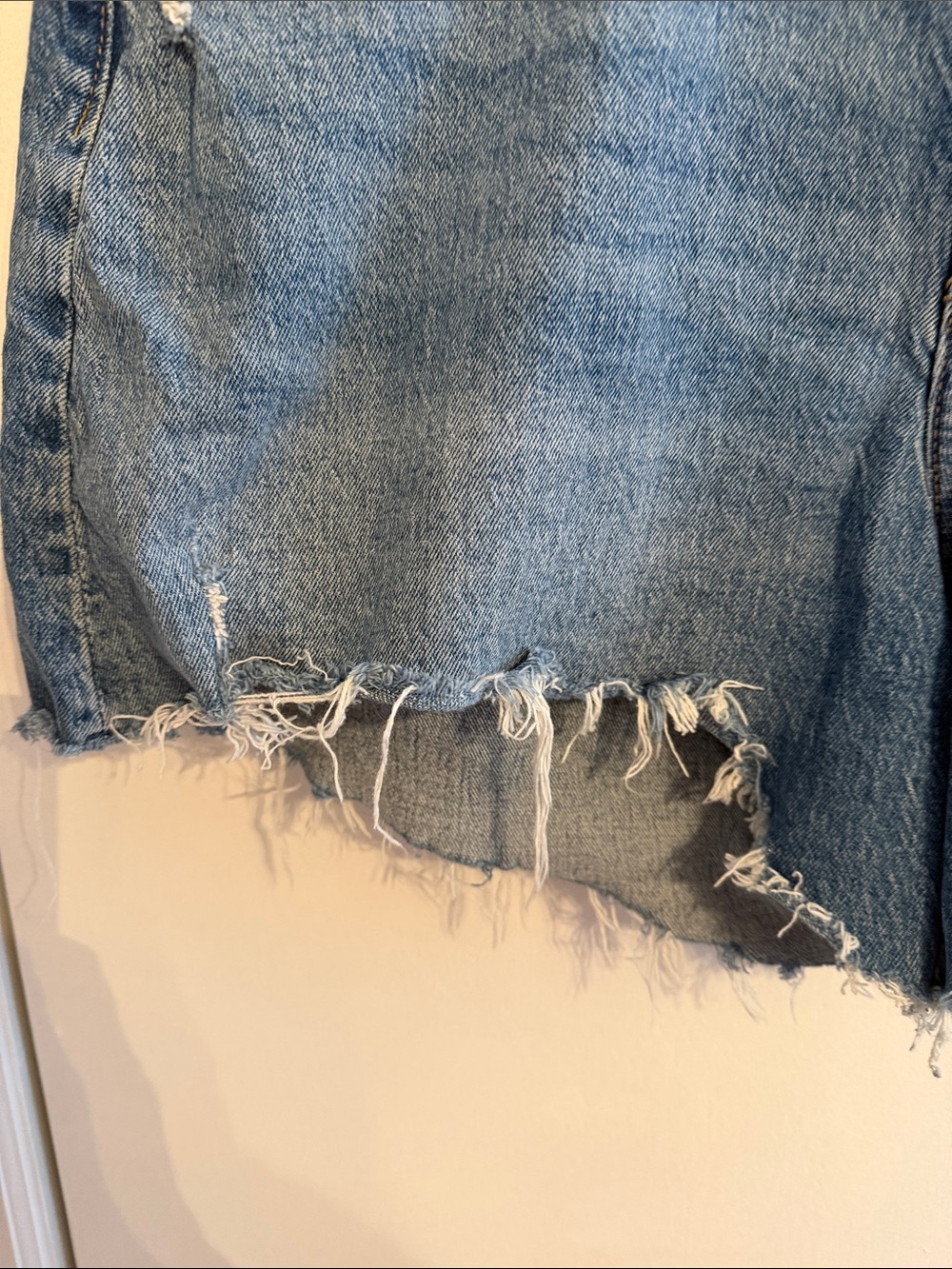 Abercrombie & Fitch Blue Frayed Hem Denim Shorts - Picture 2 of 6